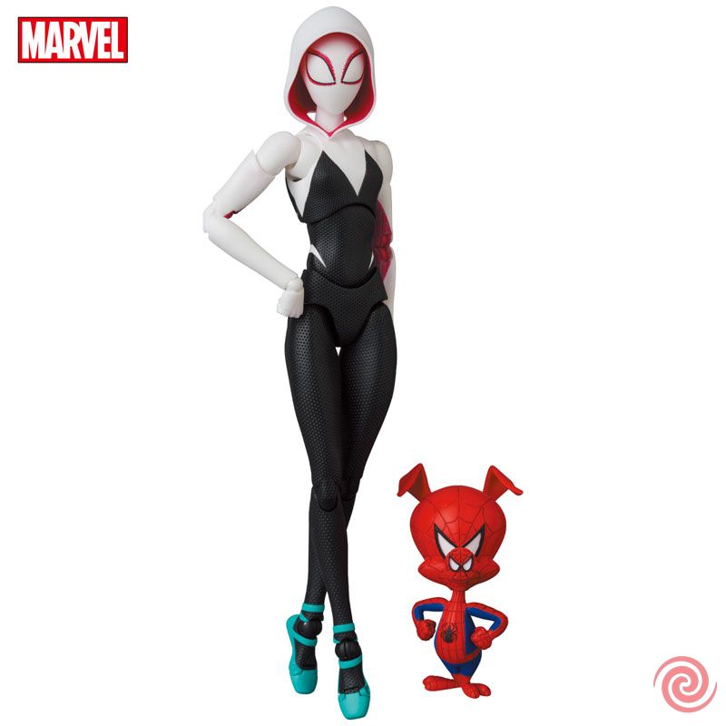 Figura Spider-Man Into the Spider-Verse: Spider-Gwen y Spider-Ham - Mafex  N° 134 Medicom Toy - Proxyworld Coleccionables